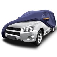 SUV Car Cover Universal Fit All Weather Full Breathable Waterproof Sun UV Rain Snow Dust Wind Outdoor Protection (Fits SUV up to 191" - 201" L, PEVA, Blue)