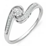 Dazzlingrock Collection 0.15 Carat (ctw) 10k Round Diamond Ladies Swirl Promise Engagement Ring, White Gold, Size 7