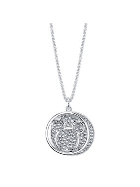 Disney Fine Silver Plated Pave Crystal Mickey Mouse "If You Can Dream it, You Can Do it" Pendant Necklace, 18"+2" Extender