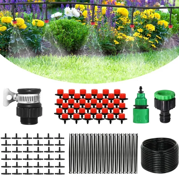 Drip Irrigation System,DIY Auto Drip Irrigation Kit,Drip Watering System Garden Plant Watering Devices for Flower Bed,Patio,Greenhouses,Terrace Lawns