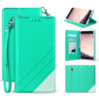 BC Synthetic PU Leather Magnetic Flip Cover Wallet Case and Atom Cloth for Samsung Galaxy Amp Prime 3 2018 (Cricket) - Mint Green