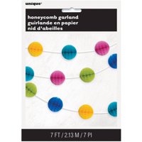 Tissue Paper Honeycomb Ball Garland, 7 ft, Bright Multicolor, 1ct