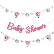 Pawty Like a Puppy Girl - Pink Dog Baby Shower Letter Banner Decoration - 36 Banner Cutouts and Baby Shower Banner Letters