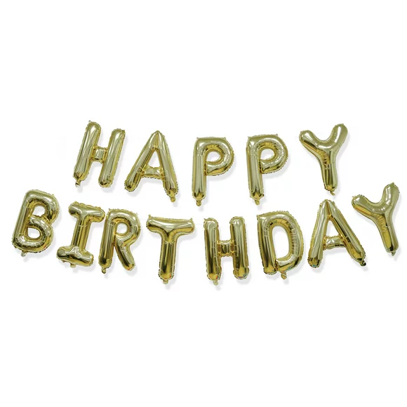 Way to Celebrate Party Occasion "Happy Birthday" Alphabet Character Foil Balloon Banner Gold