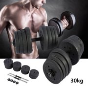 30kg Weight Dumbbell Set Adjustable Cap Gym Barbell Plates Body Workout