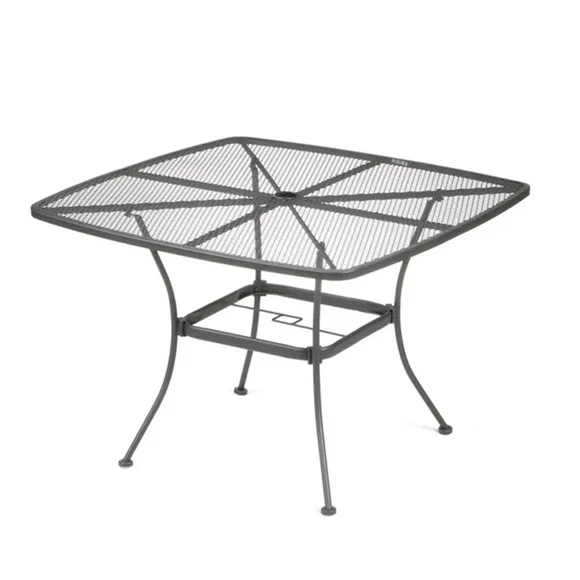 Woodard Uptown 42" Steel Mesh Square Bistro Style Patio Dining Table, Black
