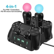 4 in 1 Controller Charging Dock Station Stand for Playstation PS4/MOVE/PS4 VR Move, Quad Charger for Ps4 Move Controller and Vr