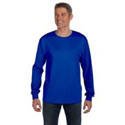 Yana Men's TAGLESS; Long-Sleeve T-Shirt with Pocket, Color: Deep Red, Size: 2XL --- PACK OF 2 (Men's Athleticwear - Original Company Packing)
