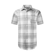 NEW Men Button Up Shirt BIG & TALL L-8XL Striped Plaid Short Sleeve 8 Colors