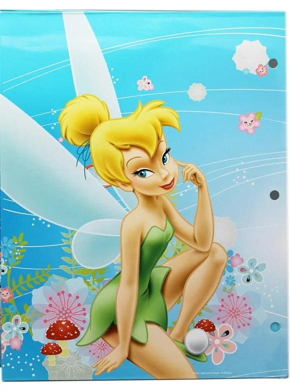 Disney's Tinker Bell Touching Her Cheek Sky Blue Colored Folder