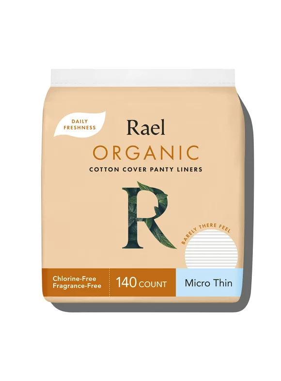 Rael Certified Organic Cotton Cover Microthin Panty Liner, 140 count