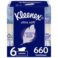 Kleenex Ultra Soft Facial Tissues, 6 Flat Boxes (660 Total Tissues)