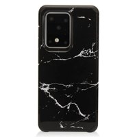 Bemz Hybrid Samsung Galaxy S20 Ultra, 6.9 inch Case - Slim Dual Layer Rugged Phone Armor Protector Cover with Atom Wipe - Black Marble