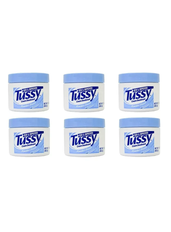 Tussy Deodorant Cream, Powder Fresh, 1.7 Oz (6 Pack) + Beyond BodiHeat Patch, 1 Ct