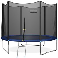 JINS&VICO 10FT Trampoline for Kids/Adult with 6FT Enclosure Net, 661LBS Capacity 3-4 Kids, High Waterproof Mat and Inclined Ladder, Outdooe/Indoor Park Kindergarten