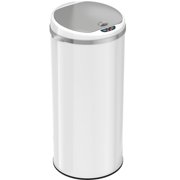 iTouchless 13 Gallon Round Sensor Trash Can, Pearl White, with Deodorizing feature