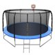 image 0 of Trampoline With Balance Bar, 14x14x8.2ft 800lbs Load Safety Enclosure Net Basketball Hoop 2-Step Ladder Outdoor Backyard Kids Recreational Trampolines For Toddlers, Black Blue