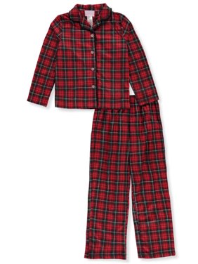 Rene Rofe Girls' Pom Pom Plaid Flannel 2-Piece Pajamas (Toddler)