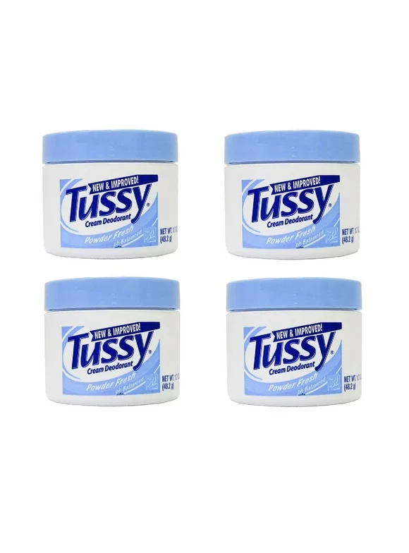 Tussy Deodorant Cream, Powder Fresh, 1.7 Oz (4 Pack)