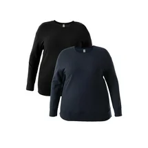 Terra & Sky Women's Plus Size Fleece Sweatshirt, 2-Pack