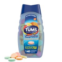 TUMS Smoothies Extra Strength Heartburn Relief Chewable Tablets, Fruit, 140 Count