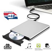 Portable Slim External USB 3.0 DVD CD Drive Burner Reader Player, USB 3.0 CD/DVD -R/RW Optical Drive For Laptop, PC, Win10/8.1/8/Vista/7/XP/2003, Linux, Mac 10 OS system