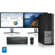 Refurbished - Dell Optiplex Desktop Computer 3.0 GHz Core i5 Tower PC, 4GB, 250GB SSD, Windows 10 x64, 19" Dual Monitor , USB Mouse & Keyboard