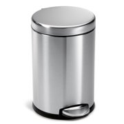 simplehuman 4.5 litre / 1.2 gallon round step trash can fingerprint-proof brushed stainless steel