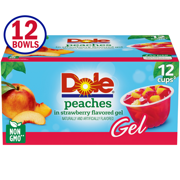 (12 Cups) Dole Peaches in Strawberry Gel, 4.3oz Fruit Bowls
