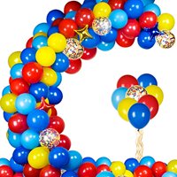 Carnival Circus Balloon Garland Kit with 103pcs Red Blue Yellow Latex Balloons Garland and Star Foil Balloons for Paw Birthday Party Carnival Circus Birthday Party
