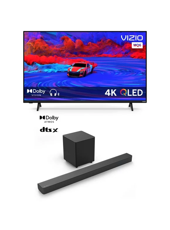 VIZIO 50" M50Q6-J QLED 4K TV with a VIZIO M-Series 2.1 Premium Sound Bar with Dolby Atmos, DTS:X, Wireless Subwoofer M215a-J6