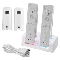 Nintedo Wii / Wii U Dual Remote Controller Charger Dock Station + 2x Replacement Battery by Insten, White