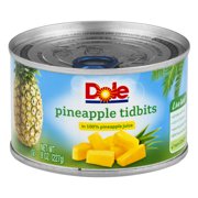 Dole Pineapple Tidbits in 100% Pineapple Juice, 8 oz Can