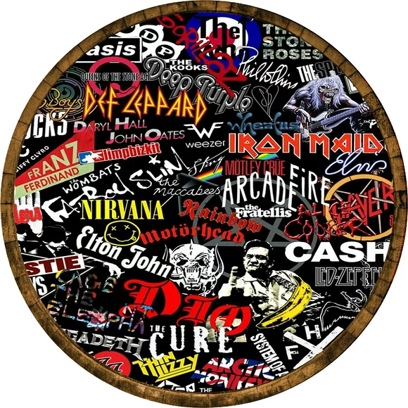 80's 90's Classic Rock Metal Music Artists Collage Wall Art for Man Cave Bedroom Wall Decoratiions 18 Inch