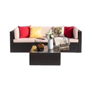 Vineego 4-Piece Outdoor Patio Furniture Sets Wicker Sectional Sofa All-Weather PE Rattan Conversation Set, Beige