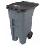 RUBBERMAID 1971941 32 gal HDPE Rectangular Rollout Trash Can, Flat, Gray