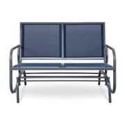 2 Seat Steel Padded Sling Outdoor Patio Glider in Navy