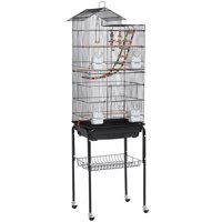 SmileMart Rolling Mid-Sized Bird Cage for Parrots, Cockatiel, Conure, Parakeet and Lovebird, Black