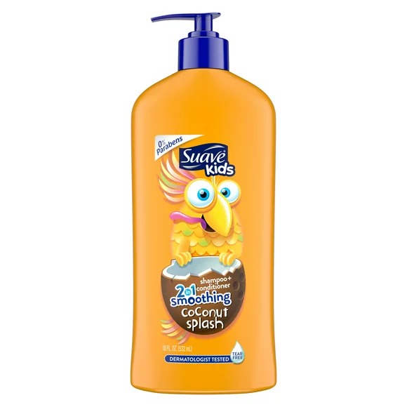 Suave Kids 2-in-1 Shampoo & Conditioner, Smoothing, Coconut Splash, Tear Free Formula, 18 fl oz