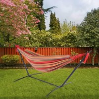 Zimtown Outdoor Swing Chair Double Hammock Steel Stand Camping Bed Includes Portable Carrying Case