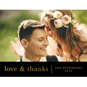 Personalized Wedding Thank You Postcard - Love & Thanks - 4.25 x 5.5 Flat Deluxe