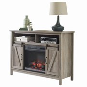 Better Homes & Gardens Modern Farmhouse Fireplace Credenza for TVs up to 50", Rustic Gray Finish
