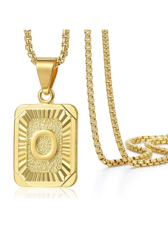 Letter A-Z Gold Filled Pendant Necklace Box Link Chain Jewelry for Mens Womens
