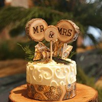Coolmade Mr & Mrs Cake Toppers Rustic Wedding Wood Decorations Mariage Wedding Cake Topper Pick Decoration