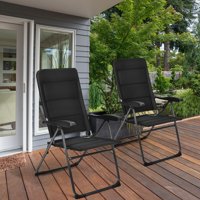 Gymax 2PCS Patio Folding Chairs Back Adjustable Reclining Padded Garden Furniture