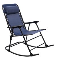 Walnew Zero Rocking Gravity Chair with Headrest Pillow Folding Recliner Foldable Lounge Chair for Poolside, Lawn and Patio, Blue