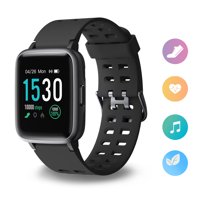 JUMPER Fitness Watch, Smart Watch IP68 Waterproof Activity Tracker w/ Heart Rate Monitor, Sleep Monitor, Pedometer, Calorie Counter, Sports Fitness Watches for Men Women, Black