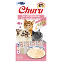 Inaba Churu Grain-Free Cat Treat, Tuna with Salmon Puree, 4 Tubes