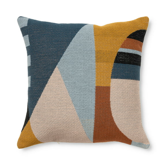 Mainstays Decorative Throw Pillow, Geo Face, Multi, 18" Square, Single Pillow