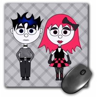 3dRose Cute Goth Punk Rock Girl and Boy, Mouse Pad, 8 by 8 inches